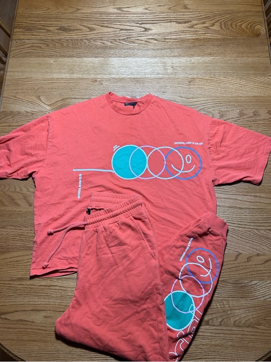 ASOS Other - ASOS Design Orange Daysocial Tee and Jogger Set Size Small